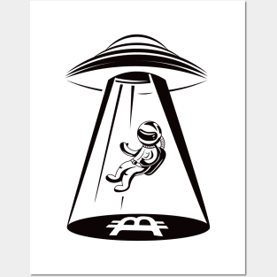 Bitcoin Astronaut. UFO Mining Posters and Art